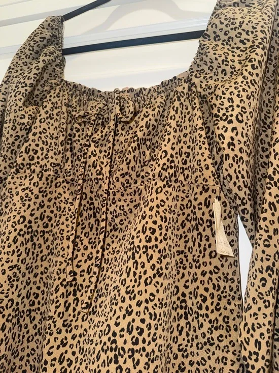 Altar'd State Brown Leopard Print Long Sleeve Mini Dress NWT - Picture 3 of 4